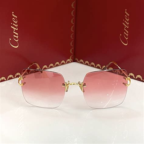 cartier glasses pink lenses|rimless cartier glasses on face.